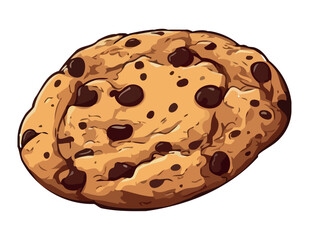 Poster - Baked cookie snack, sweet chocolate refreshment icon.