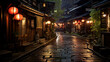 © Hanasaki - 夜の無人の温泉街のイメージ風景