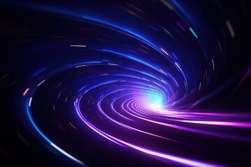 Wall Mural - abstract futuristic background with pink blue glowing neon moving high speed wave lines and bokeh li