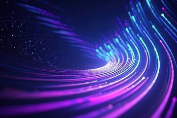 Wall Mural - abstract futuristic background with pink blue glowing neon moving high speed wave lines and bokeh li