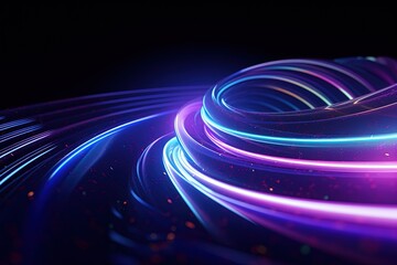 Wall Mural - abstract futuristic background with pink blue glowing neon moving high speed wave lines and bokeh li