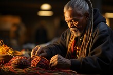  Member Of The Chickasaw Tribe Demonstrating Intricate Beadwork Techniques, Generative AI