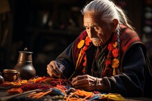 Mohican Tribe Artist Creating Intricate Beadwork, Preserving Their Cultural Artistry, Generative AI