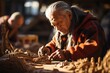 Zuni tribe member carving a Kachina doll a symbol of their spiritual beliefs, Generative AI