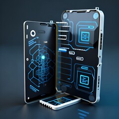 Abstract futuristic phone design glows generative AI