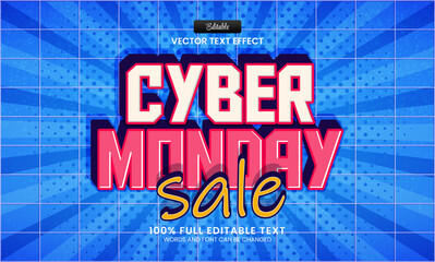 Canvas Print - Design editable text effect, cyber monday sale 3d bold vector illustration