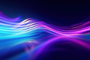 Wall Mural - abstract futuristic background with pink blue glowing neon moving high speed wave lines and bokeh li
