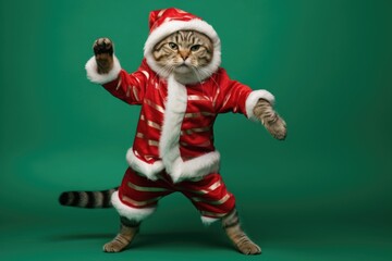 Wall Mural - Santa cat background