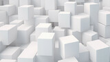 Fototapeta Przestrzenne - Randomly shifted white cube boxes forming a three-dimensional block.