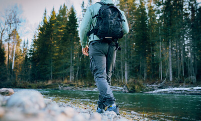 Canvas Print - person walking in the woods