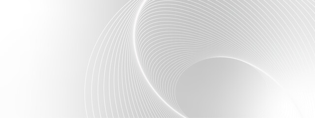 Fototapete - Gray and white abstract background with flowing particles. Digital future technology concept.
