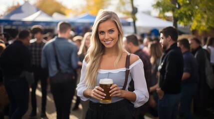 Wall Mural - A Toast to Beauty: A Woman's Grace at Oktoberfest