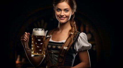 Wall Mural - Bavarian Elegance: Celebrating Oktoberfest with Beer and Beauty