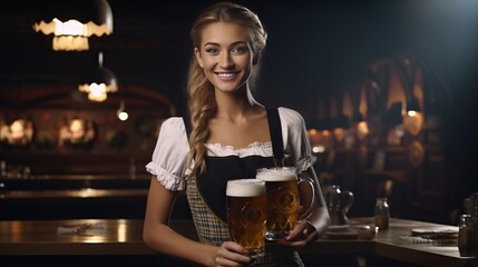 Wall Mural - Oktoberfest Charm: Beauty and Beer in Perfect Harmony