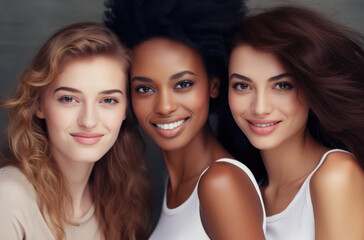 Group of cheerful young women together