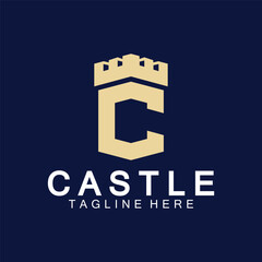 Sticker - Letter c castle logo icon design template