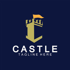 Sticker - Letter c castle logo icon design template