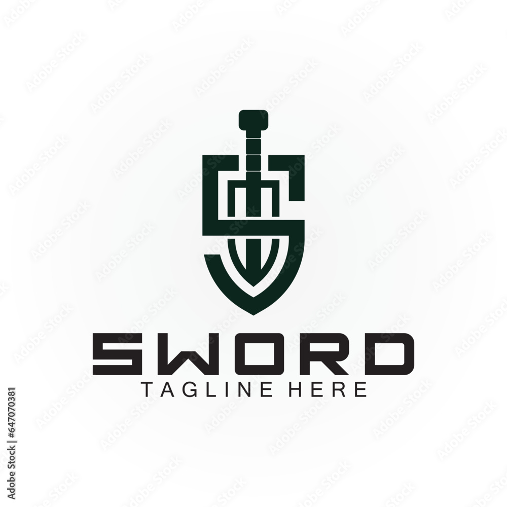 Letter S sword and shield logo design Stock Vector | Adobe Stock