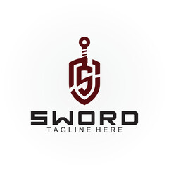 Sticker - Letter S sword and shield logo design