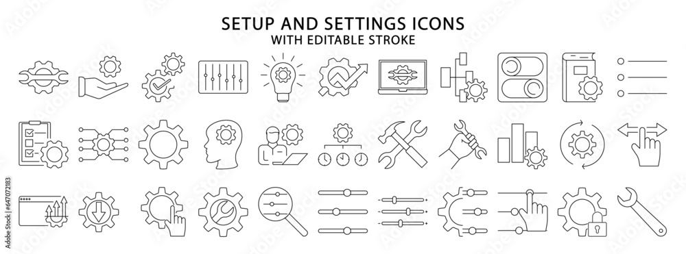 Setup And Setting icons. Set icon about setup and setting. Setup and ...
