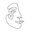 One line drawing the abstract face. surreal portrait in love linear style. Minimalistic modern art