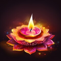 Happy Diwali. graphic of Diya lantern. Indian festival of lights.