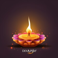 Happy Diwali. graphic of Diya lantern. Indian festival of lights.