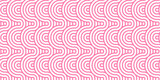 Fototapeta  - Seamless pattern pink circles Abstract pattern Seamless overloping clothinge and fabric pattern waves. abstract pattern with waves and pink geomatices retro background.