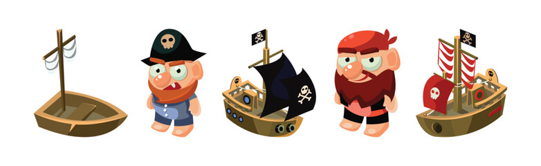 Poster - Pirate Adventure Game Icon and Element Vector Set