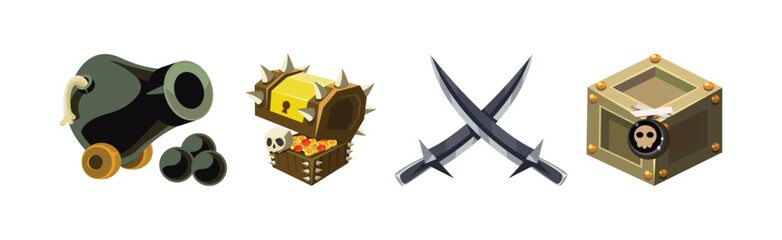 Poster - Pirate Adventure Game Icon and Element Vector Set