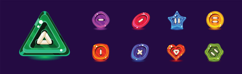 Poster - Glossy Buttons of Bright Color and Different Shape Vector Set