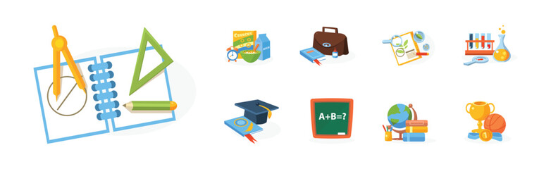 Sticker - Educational and School Subject Supply and Element Vector Set