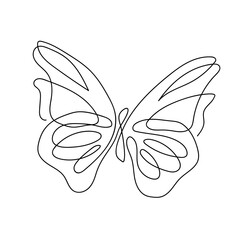 Wall Mural - Abstract one line drawing style butterfly