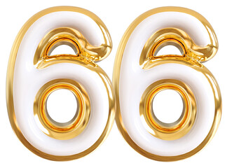 3d number 66 - gold number