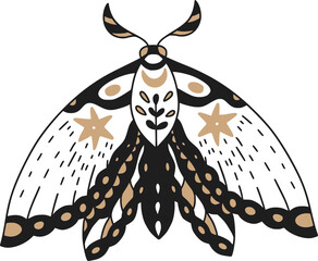 Wall Mural - vintage butterfly magic star wings nature monarch moth boho celestia illustration,