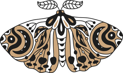 Wall Mural - vintage butterfly magic star wings nature monarch moth boho celestia illustration,