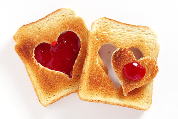 Wall Mural - Toasted bread with a heart-shaped cut