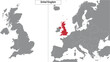 map of United Kingdom and location on Europe map