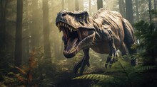 T-rex In The Forest, AI Generated Image