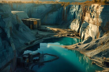 An Aerial View Of Quarry With Water Culvert