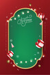 Merry Christmas sign banner frame with empty space and festive decoration on red background