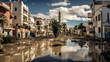 Flooded North African streets in Libya.