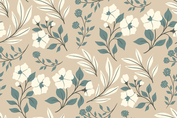 seamless floral pattern, abstract natural print with hand drawn wild plants. delicate botanical desi