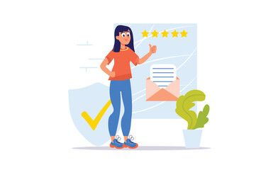 Poster - Confidential data concept with people scene in the flat cartoon design. The employee received an important envelope from work in which confidential documents were transferred. Vector illustration.