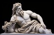 Marble statue of greek god with cornucopia in his hands, Generative AI