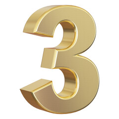 Gold number 3 - 3d number