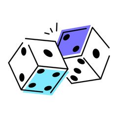 Sticker - An editable doodle icon of dice 