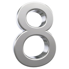 Silver 3D Number 8