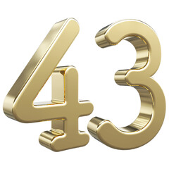 Gold number 43 - 3d number