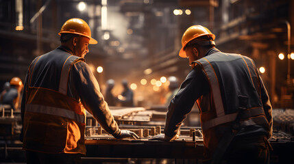 The safety-conscious industrial workers were unwavering in their commitment to project success, evident in their vests and hard hats